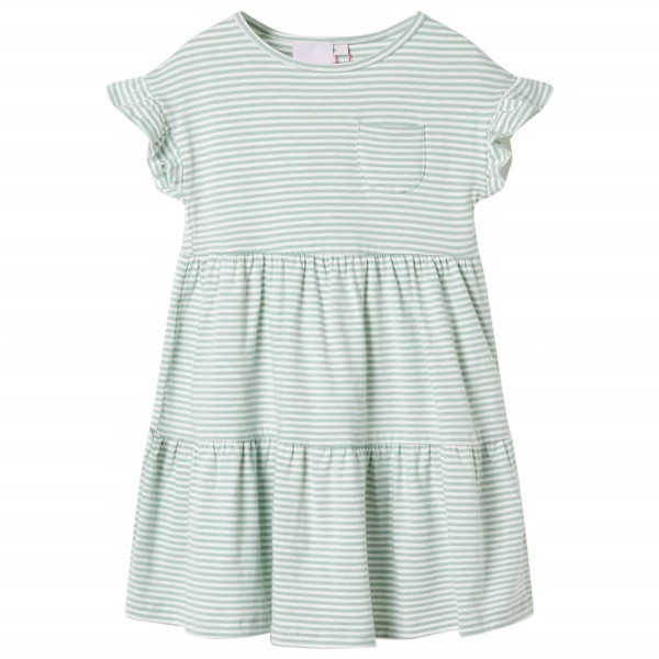 Vestido infantil de mangas con volantes verde menta 92 D