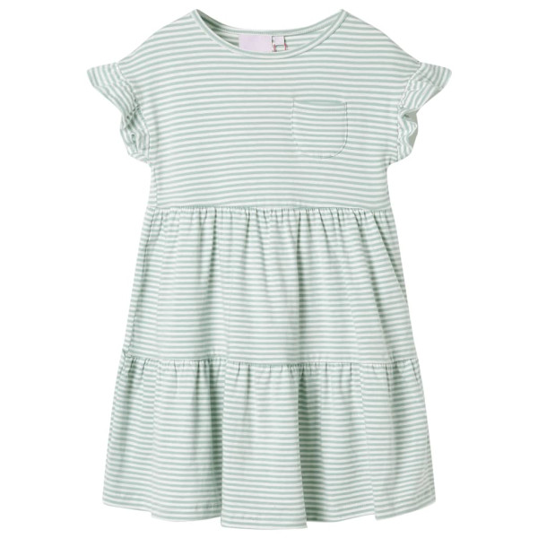 Vestido infantil de mangas con volantes verde menta 128 D