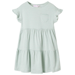 Vestido de manga infantil com folhetos verdes mint 104 D