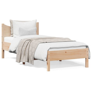 Estructura de cama madera maciza de pino 90x190 cm D