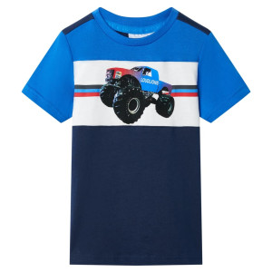 Camiseta infantil azul y azul marino 140 D