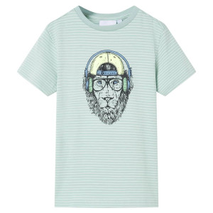 T-shirt infantil com listras verdes de menta claras 104 D