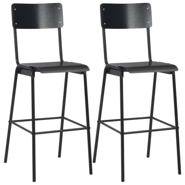 Cadeiras de cozinha de madeira e aço preto D