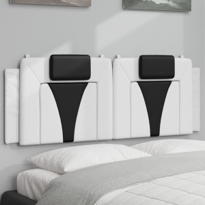 Cabecero de cama acolchado cuero sintético blanco negro 120 cm D