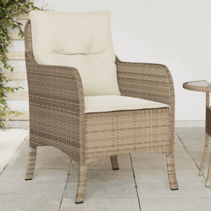 Sillones de jardín con cojines 2 uds ratán sintético beige D