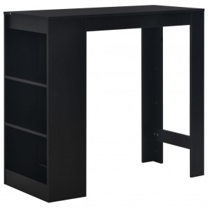 Mesa alta de cocina con estantería negra 110x50x103 cm D