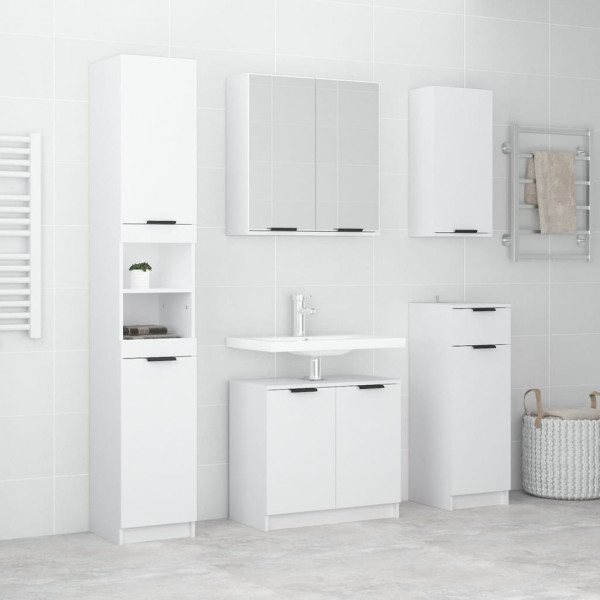 Conjunto de armários de casa de banho 5 peças de madeira de contraplacado branco D