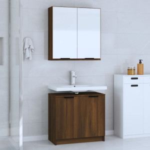 Set de mobiliário de banheiro 2 pcs madeira de engenharia marrom carvalho D
