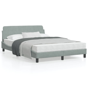 Estructura de cama con cabecero terciopelo gris claro 140x190cm D