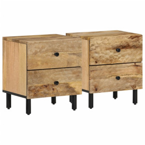 Mesitas de noche 2 uds madera maciza de mango 40x33x46 cm D