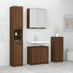 Set de muebles de baño 4 pzas madera contrachapada marrón roble D