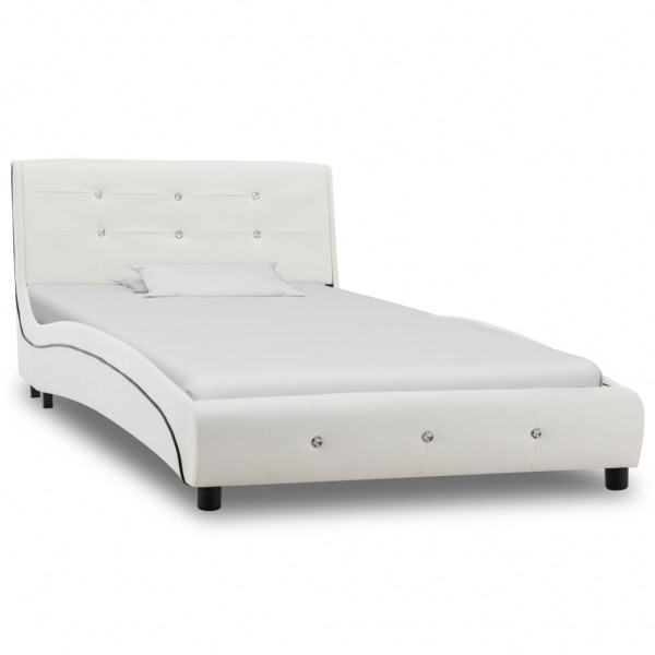 Estructura de cama de cuero sintético blanco 90x200 cm D