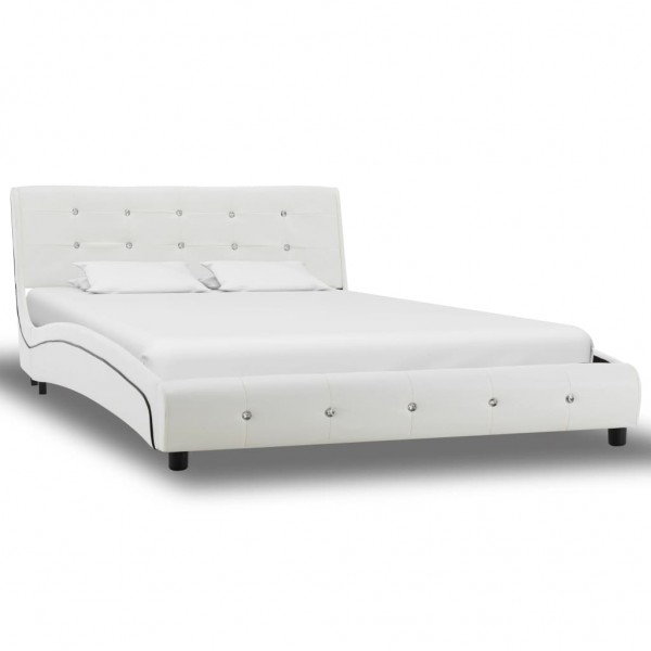 Estructura de cama cuero sintético blanco 120x200 cm D