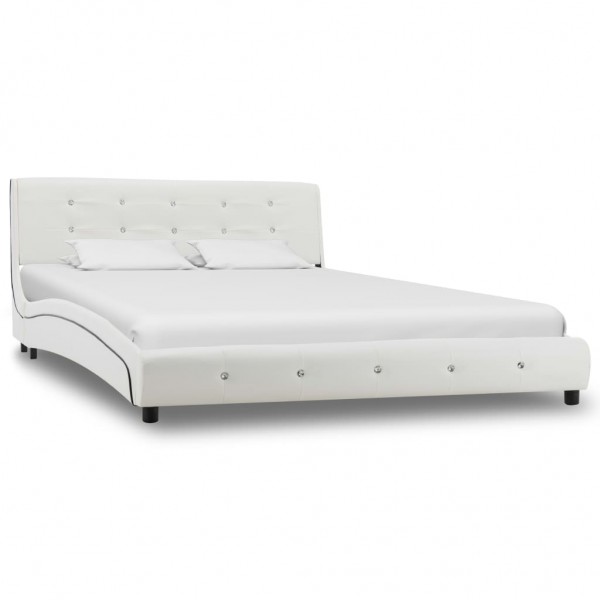 Estrutura de cama de couro sintético branco 140x200 cm D