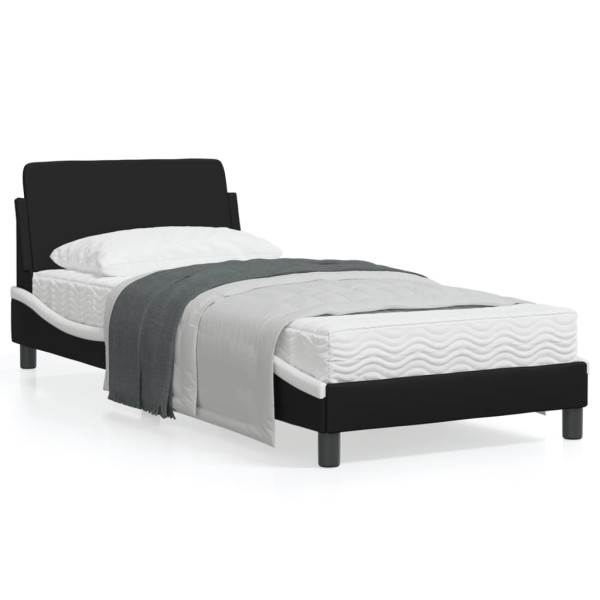 Cama de couro sintético preto e branco 80x200 cm D