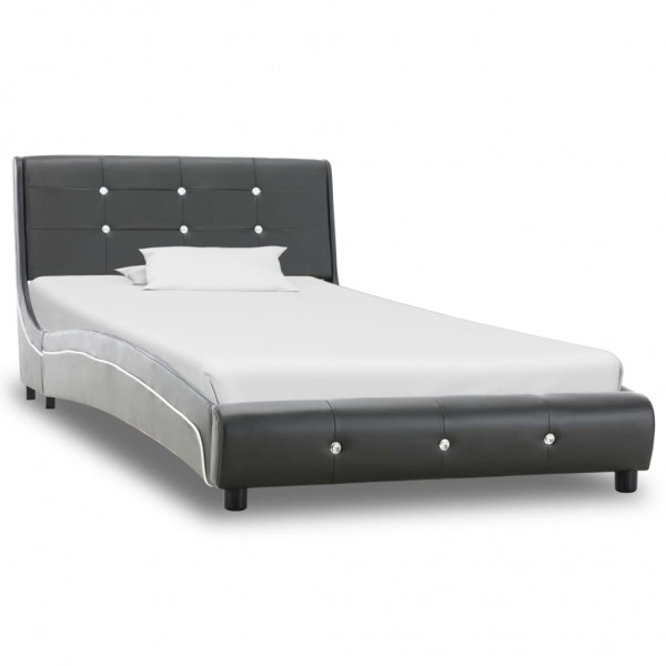 Estructura de cama de cuero sintético gris 90x200 cm D