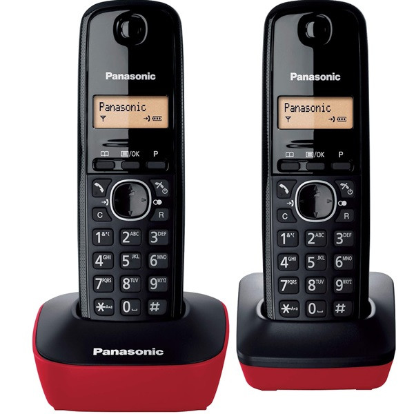 Teléfono Inalámbrico Panasonic KX-TG1612 Pack DUO negro/rojo D
