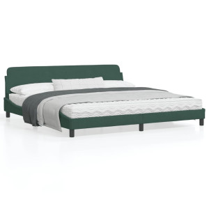 Estructura cama con cabecero terciopelo verde oscuro 200x200 cm D