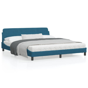 Estructura de cama con cabecero terciopelo azul 180x200 cm D