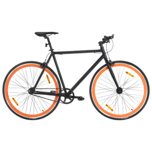 Bicicleta de engrenagem fixa preta e laranja 700c 55 cm D