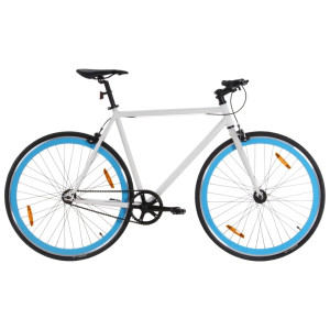 Bicicleta de engrenagem fixa branca e azul 700c 55 cm D