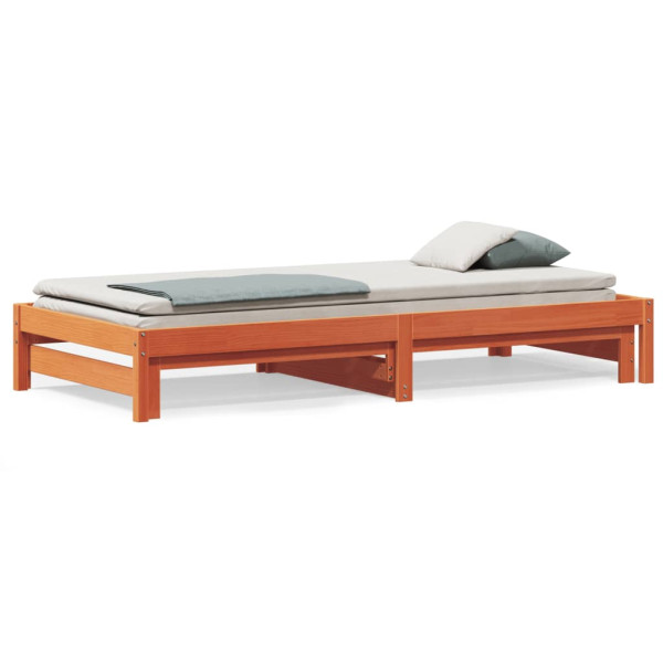 Sofá cama ninho madeira maciça de pinho marrom cera 90x190 cm D