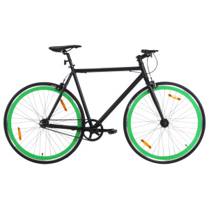 Bicicleta de piñón fijo negro y verde 700c 55 cm D