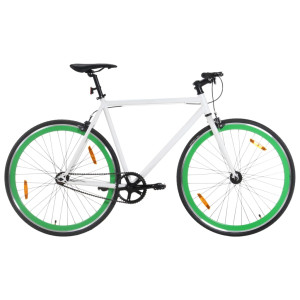 Bicicleta de piñón fijo blanco y verde 700c 55 cm D