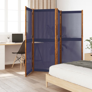 Biombo divisor de 4 paneles azul oscuro 280x180 cm D