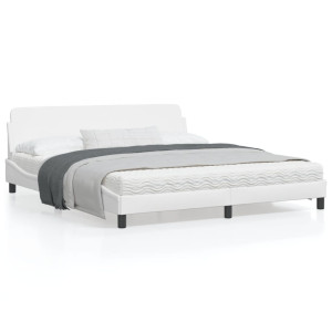 Estructura de cama cabecero cuero sintético blanco 180x200 cm D