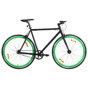 Bicicleta de piñón fijo negro y verde 700c 59 cm D