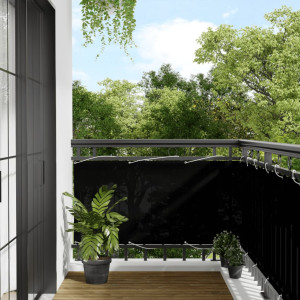 Pantalla de balcón 100% poliéster Oxford negro 75x1000 cm D