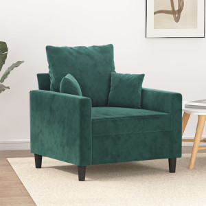 Sillón de terciopelo verde oscuro 60 cm D