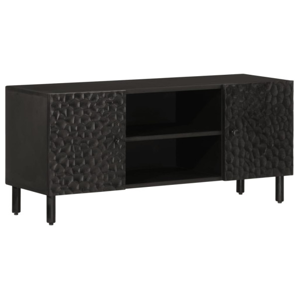 Mueble de TV madera maciza de mango negro 105x33x46 cm D