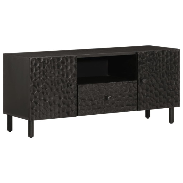 Mueble de TV madera maciza de mango negro 105x33x46 cm D