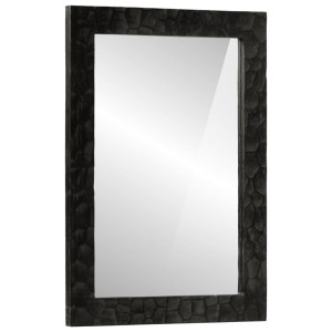 Espelho de banheiro madeira maciça mangue e vidro preto 50x70x2.5 cm D