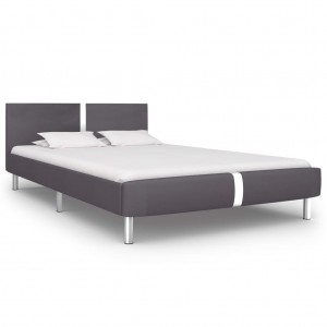 Estructura de cama de cuero sintético gris 140x200 cm D