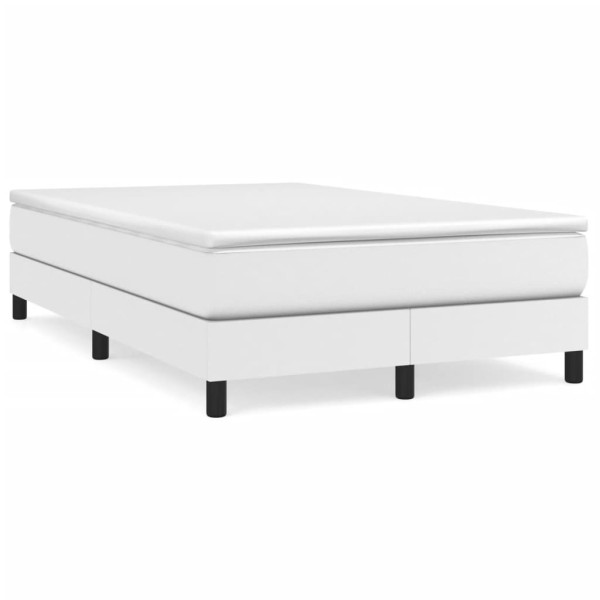 Cama box spring con colchón cuero sintético blanco 120x190 cm D