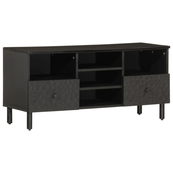 Mueble de TV madera maciza de mango negro 100x33x46 cm D