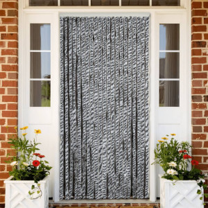 Cortina mosca chenille cinza preto e branco 90x220 cm D