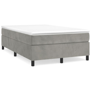 Cama box spring con colchón terciopelo gris claro 120x190 cm D