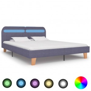 Estructura de cama con LED tela gris claro 160x200 cm D