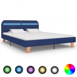 Estrutura de cama com LED tecido azul 180x200 cm D