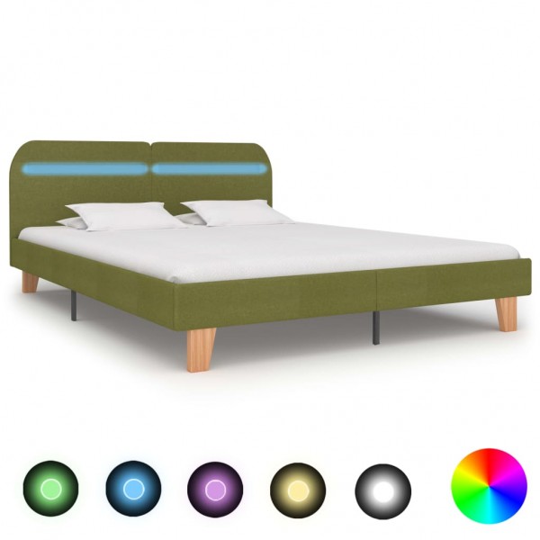 Estructura de cama con LED tela verde 180x200 cm D