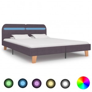 Estructura de cama con LED tela gris topo 160x200 cm D