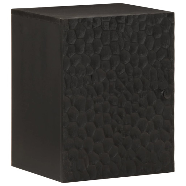 Armario de baño de pared madera maciza mango negro 38x33x48 cm D