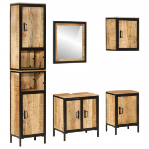 Conjunto de móveis de banheiro 5 peças em madeira maciça de manga e ferro D