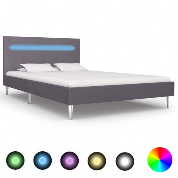 Estructura de cama con LED tela gris 120x200 cm D
