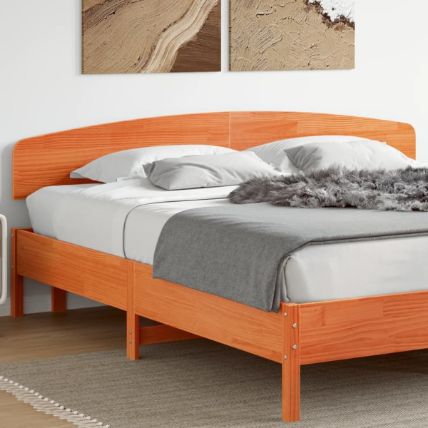 Cabecero de cama madera maciza de pino marrón cera 180 cm D