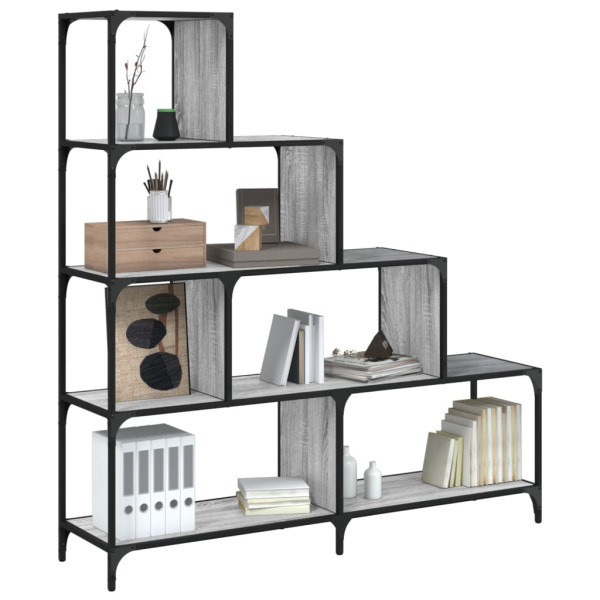 Librería con 4 peldaños madera gris Sonoma 139x33.5x149 cm D